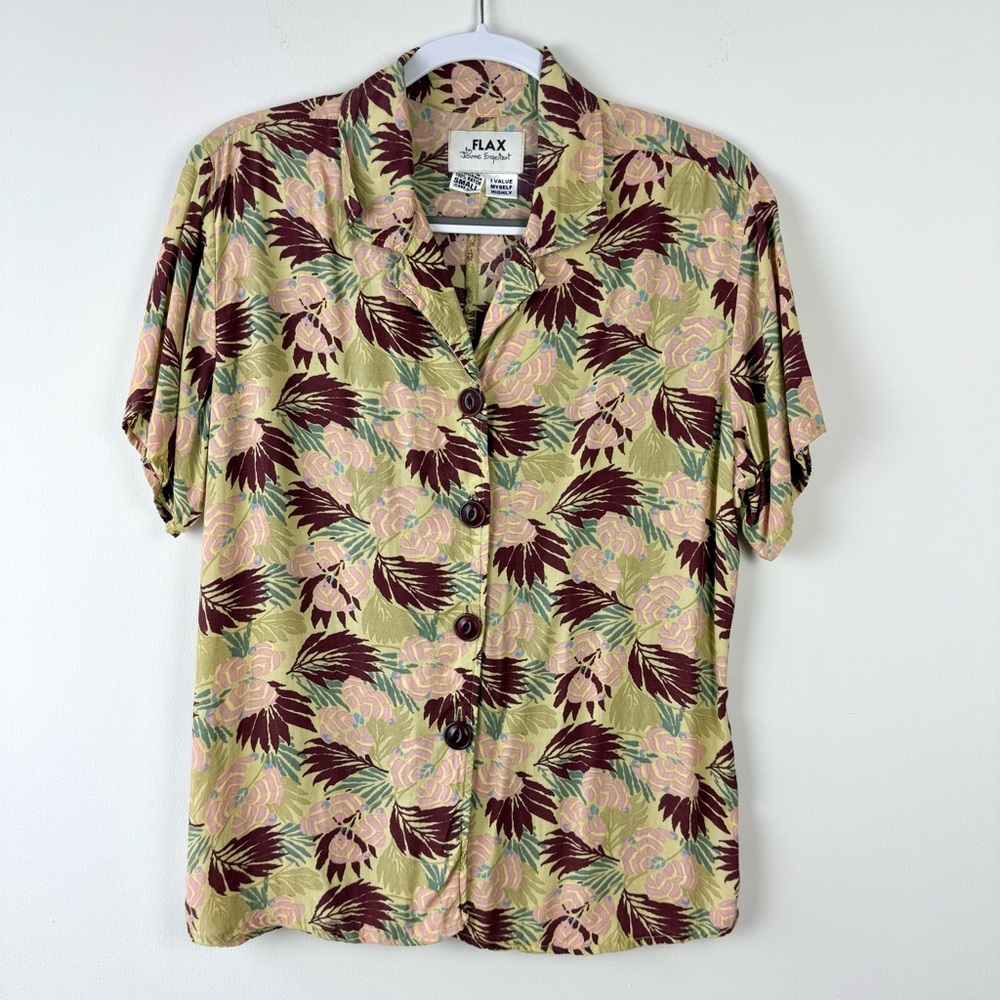 Flax Hawaiian Printed Short Sleeve Button Down Shirt